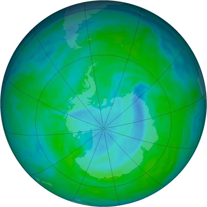Antarctic ozone map for 18 December 1993